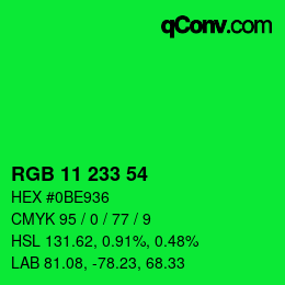Color code: RGB 11 233 54 | qconv.com