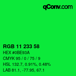 Color code: RGB 11 233 58 | qconv.com