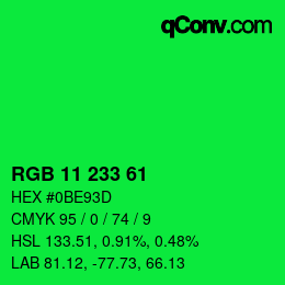 Código de color: RGB 11 233 61 | qconv.com