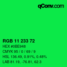 Color code: RGB 11 233 72 | qconv.com