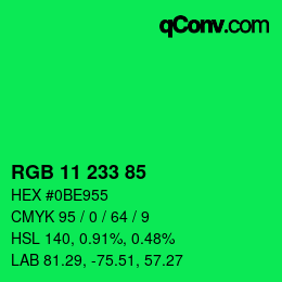 Color code: RGB 11 233 85 | qconv.com