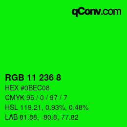 Color code: RGB 11 236 8 | qconv.com