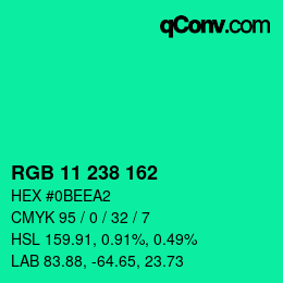 Color code: RGB 11 238 162 | qconv.com