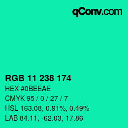 Color code: RGB 11 238 174 | qconv.com