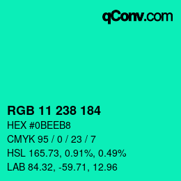 Color code: RGB 11 238 184 | qconv.com