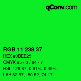 Color code: RGB 11 238 37 | qconv.com