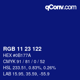 Farbcode: RGB 11 23 122 | qconv.com