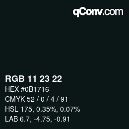 Farbcode: RGB 11 23 22 | qconv.com