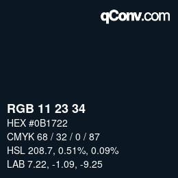 カラーコード: RGB 11 23 34 | qconv.com