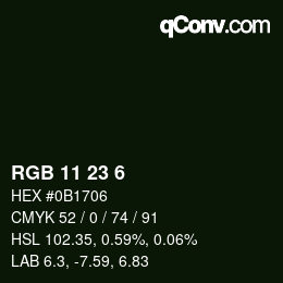 カラーコード: RGB 11 23 6 | qconv.com