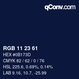カラーコード: RGB 11 23 61 | qconv.com