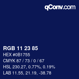 Color code: RGB 11 23 85 | qconv.com