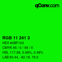 Color code: RGB 11 241 3 | qconv.com
