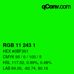 Color code: RGB 11 243 1 | qconv.com