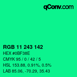 カラーコード: RGB 11 243 142 | qconv.com