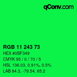 Color code: RGB 11 243 73 | qconv.com