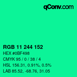 カラーコード: RGB 11 244 152 | qconv.com