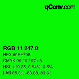 Color code: RGB 11 247 8 | qconv.com