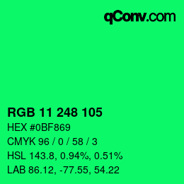 Color code: RGB 11 248 105 | qconv.com