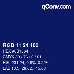 Farbcode: RGB 11 24 100 | qconv.com