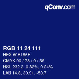 Color code: RGB 11 24 111 | qconv.com