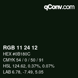 カラーコード: RGB 11 24 12 | qconv.com