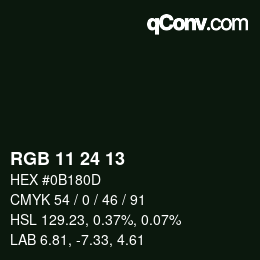 カラーコード: RGB 11 24 13 | qconv.com