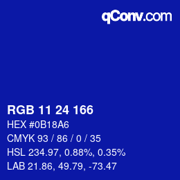 Color code: RGB 11 24 166 | qconv.com