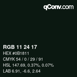 Color code: RGB 11 24 17 | qconv.com