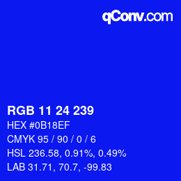 Color code: RGB 11 24 239 | qconv.com