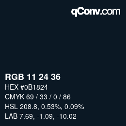 Color code: RGB 11 24 36 | qconv.com