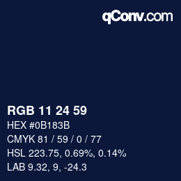 カラーコード: RGB 11 24 59 | qconv.com