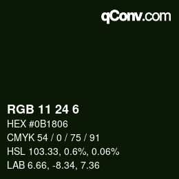 Color code: RGB 11 24 6 | qconv.com