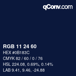 カラーコード: RGB 11 24 60 | qconv.com