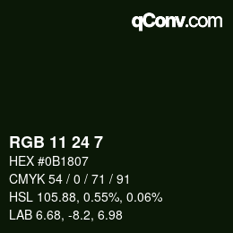 Color code: RGB 11 24 7 | qconv.com