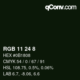 Color code: RGB 11 24 8 | qconv.com