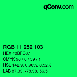 Color code: RGB 11 252 103 | qconv.com