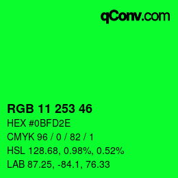 Color code: RGB 11 253 46 | qconv.com