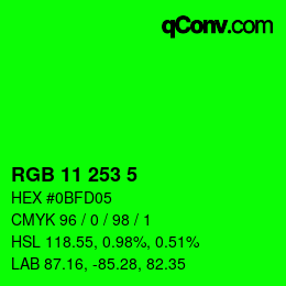 Color code: RGB 11 253 5 | qconv.com