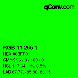 Color code: RGB 11 255 1 | qconv.com