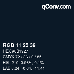 Color code: RGB 11 25 39 | qconv.com