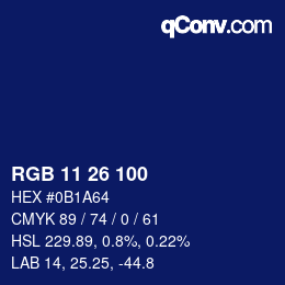 Color code: RGB 11 26 100 | qconv.com