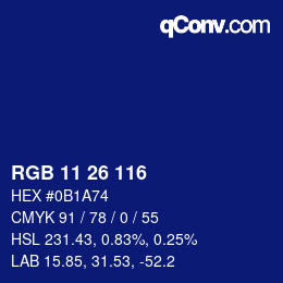 Color code: RGB 11 26 116 | qconv.com