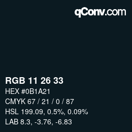 Color code: RGB 11 26 33 | qconv.com