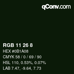 Farbcode: RGB 11 26 8 | qconv.com