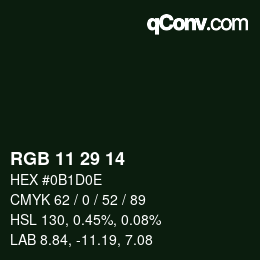 Color code: RGB 11 29 14 | qconv.com