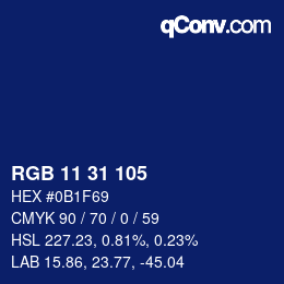 カラーコード: RGB 11 31 105 | qconv.com