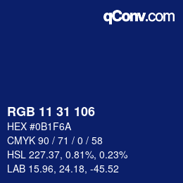 Color code: RGB 11 31 106 | qconv.com