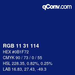 Color code: RGB 11 31 114 | qconv.com