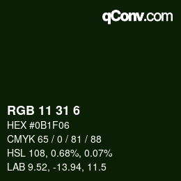 Color code: RGB 11 31 6 | qconv.com